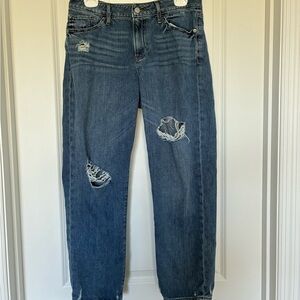 Express Boyfriend Midrise Women's Distressed Blue Jeans Size 10R Grunge